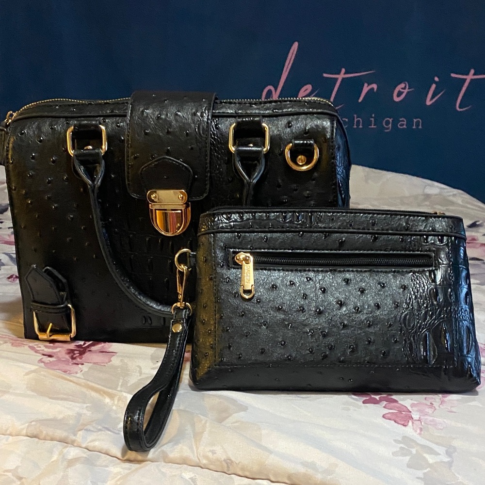 Sophisticated Black bag and wallet set